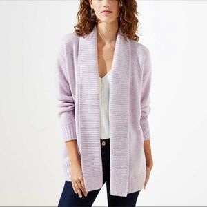 Ann Taylor Loft RIBBED TRIM OPEN CARDIGAN
